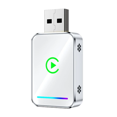 Wireless Carplay Adapter, Simsiz CarPlay və Android Auto - q1js-silver-white-glass-silver-connector-metal-glass-android-auto-2-in-1-carplay-box-compatible-with-overseas-systems-only