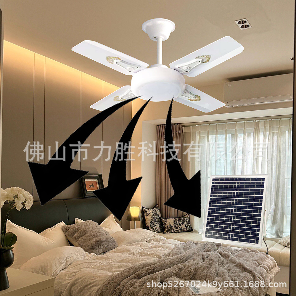Custom Export Ac/Dc Ceiling Fan 24inch Dc 12V Motor Energy Saving Electric Fan Emergency Led Light Mini Ceiling Fan
