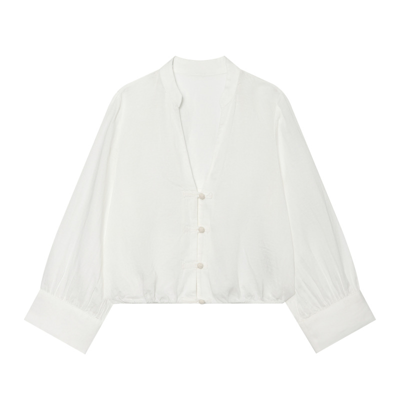 Amazon Wholesale New Summer Women's Versatile V-Neck Elbow-Length Sleeve Shirt with Knot Closure and Puffy Hem 7770804 Amazon Wholesale New Summer Women's Versatile V-Neck Elbow-Length Sleeve Shirt with Knot Closure and Puffy Hem 7770804