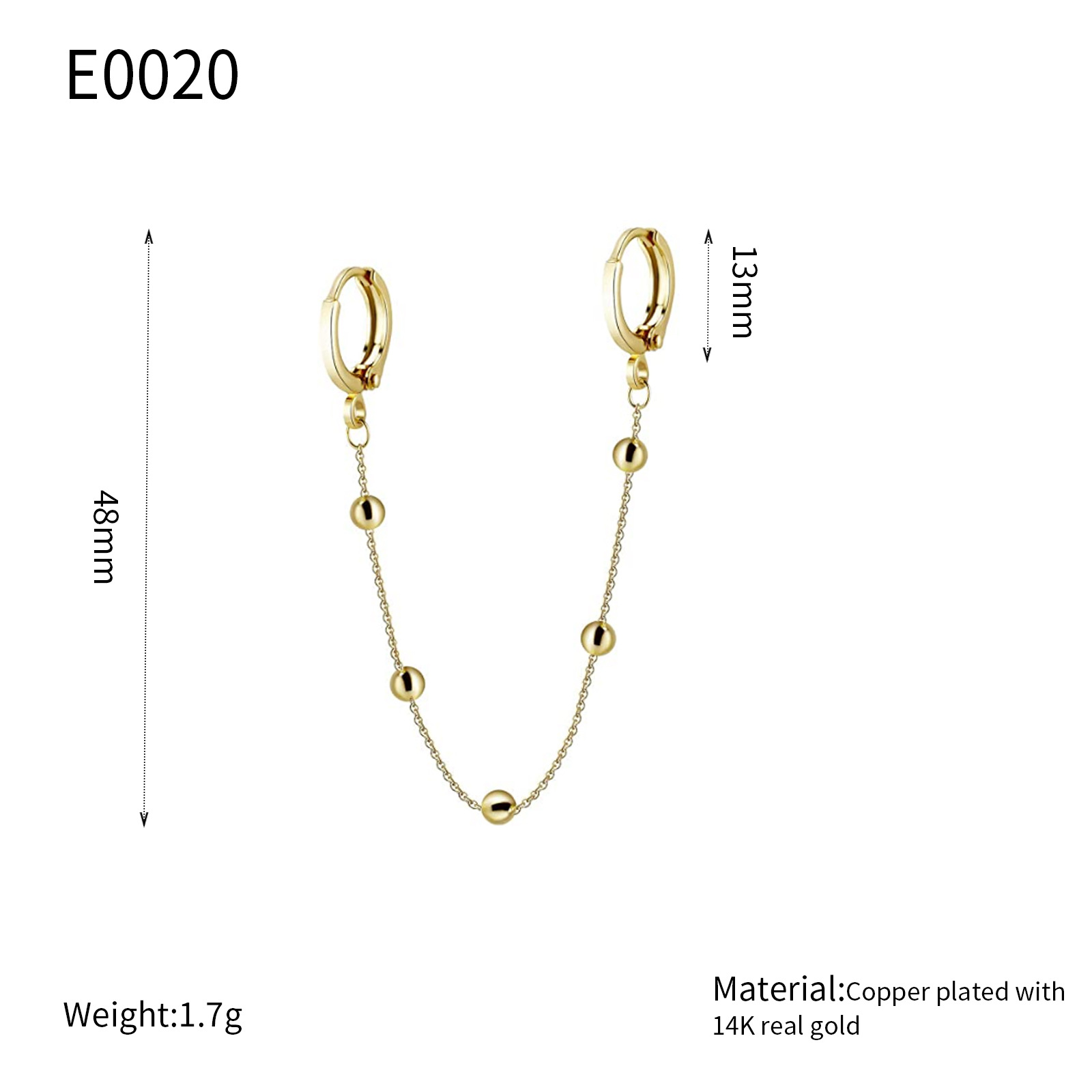 Personalised Tassel Chain Drop Earrings With Zircon Double Hoop_voghion.com