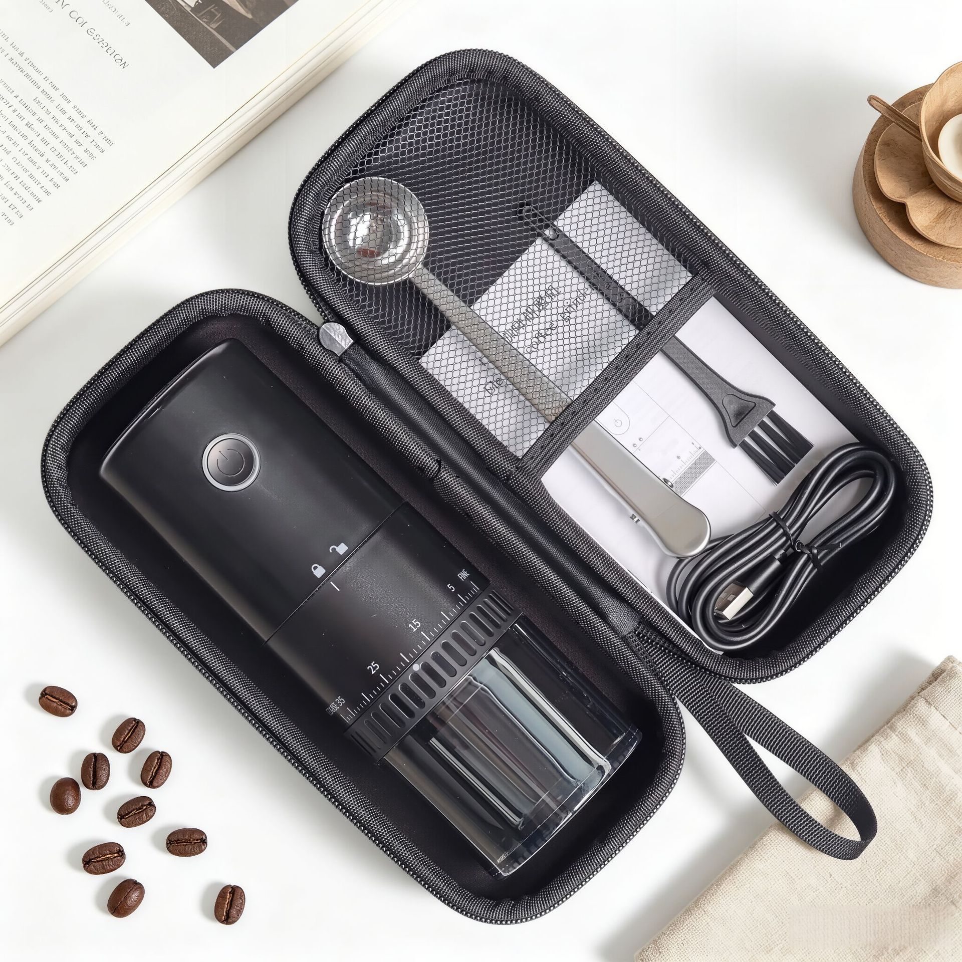 Molinillo de café eléctrico, molinillo de granos, molinillo de café en grano, molinillo totalmente automático, molinillo de café