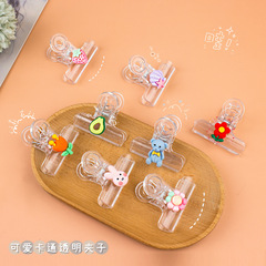 Cartoon transparent binding clip Korean ins style cartoon decorative long tail clip desktop photo clip message note small clip