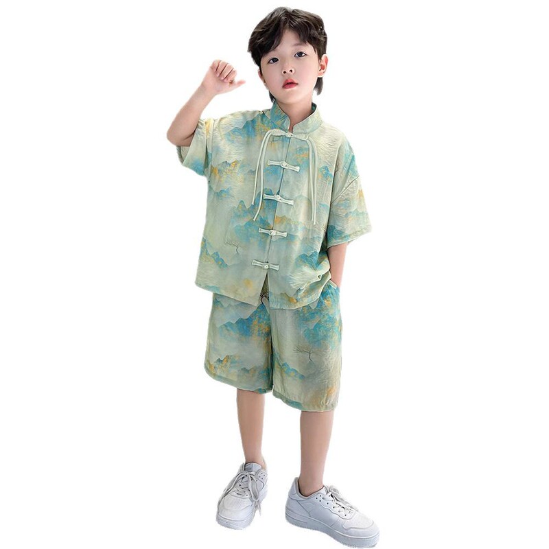 儿童装男童汉服夏装套装2025新款古风夏季唐装男孩夏款大童中国风|undefined