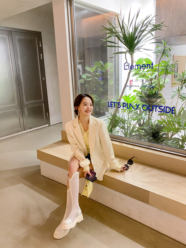 Boot nữ da lưới thoáng khí mùa hè, đế dày rỗng, ống rộng cho chân to — Màu nâu ống lớn, Màu đen cổ ống lớn, Ống nhỏ màu đen, Ống nhỏ màu be chi tiết 37
