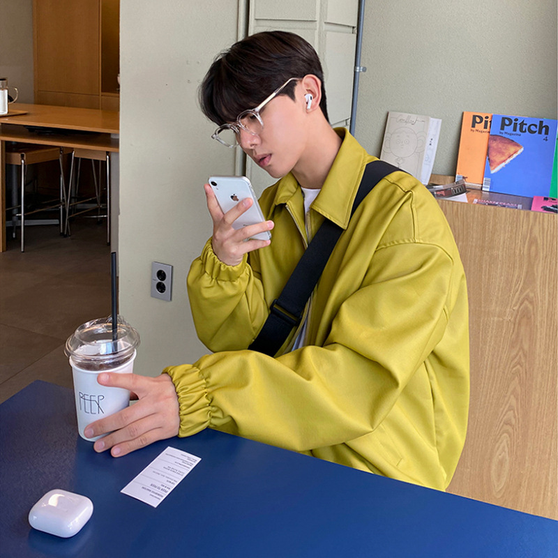 MYQLeather Jacket Men's Korean Styley Street Handsome Motorcycle Jacket Autumn Loose Leather Jacket Top Clothes