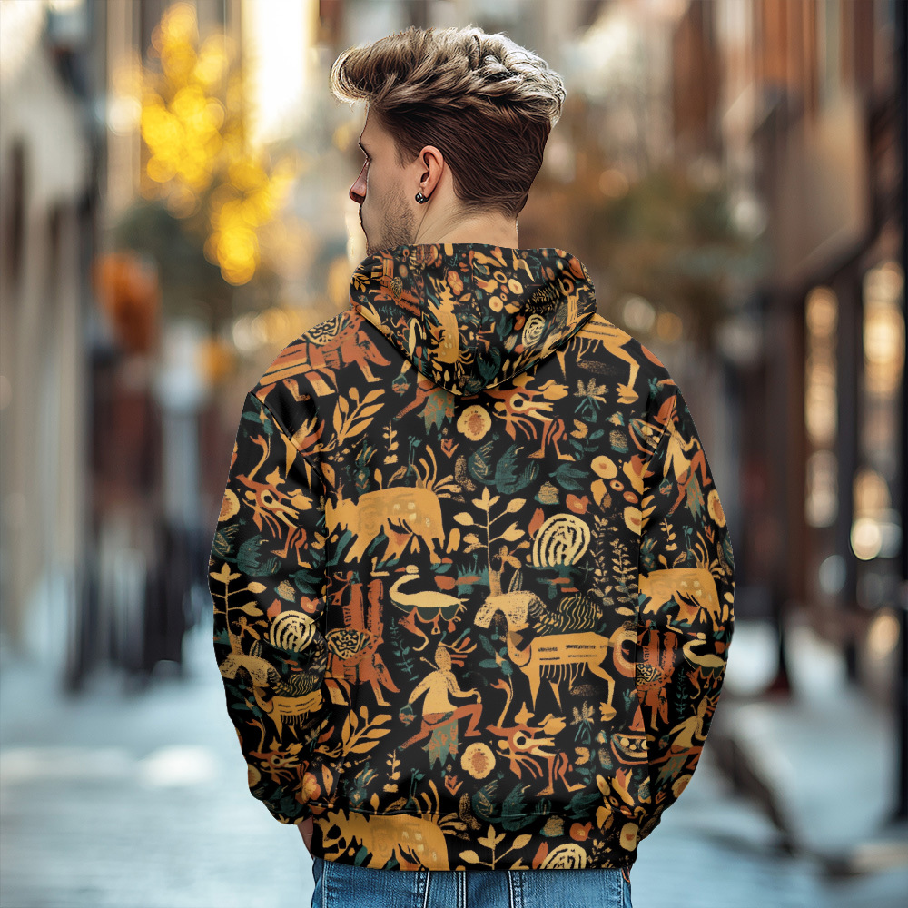 Giacca in cotone spesso con cappuccio e cerniera da uomo in stile europeo stampato autunno e inverno 2024_voghion.com