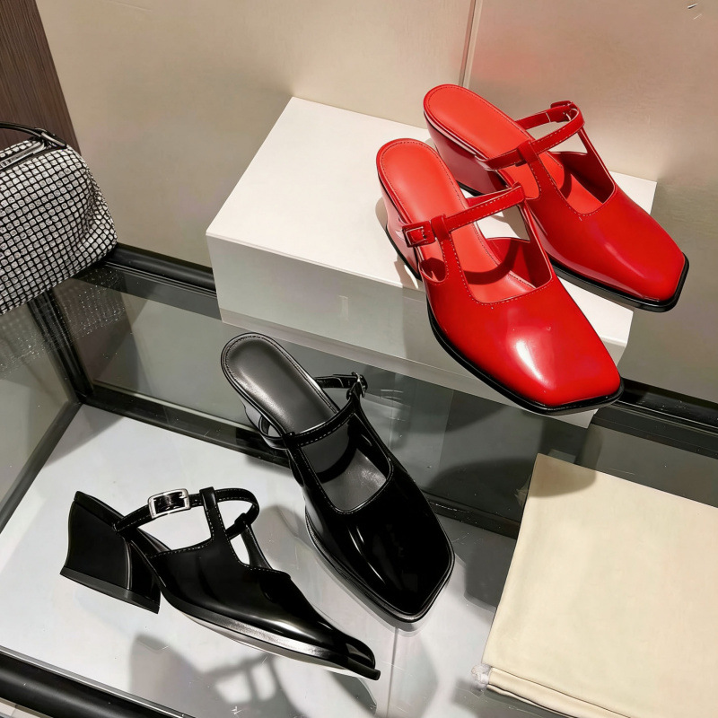 Women's Thick Sole Wedge Slippers With T-strap And Crocodile Print_voghion.com