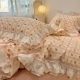 Fairy Ruffled Cotton Double-layer Yarn Four-piece Princess Style Pure Cotton Quilt Cover Girl's Heart Bed Skirt 1.8m Bedding