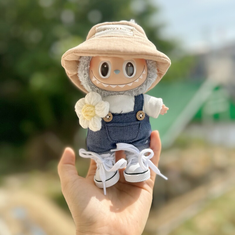 Clothes Only] Keychain Blind Box Labubu Clothes Hat Denim Suit 17cm Haruno Labubu Small Water Kettle