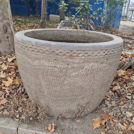 青石鱼缸花盆做旧水缸户外石头圆缸庭院荷花缸仿古鱼缸大口径水缸