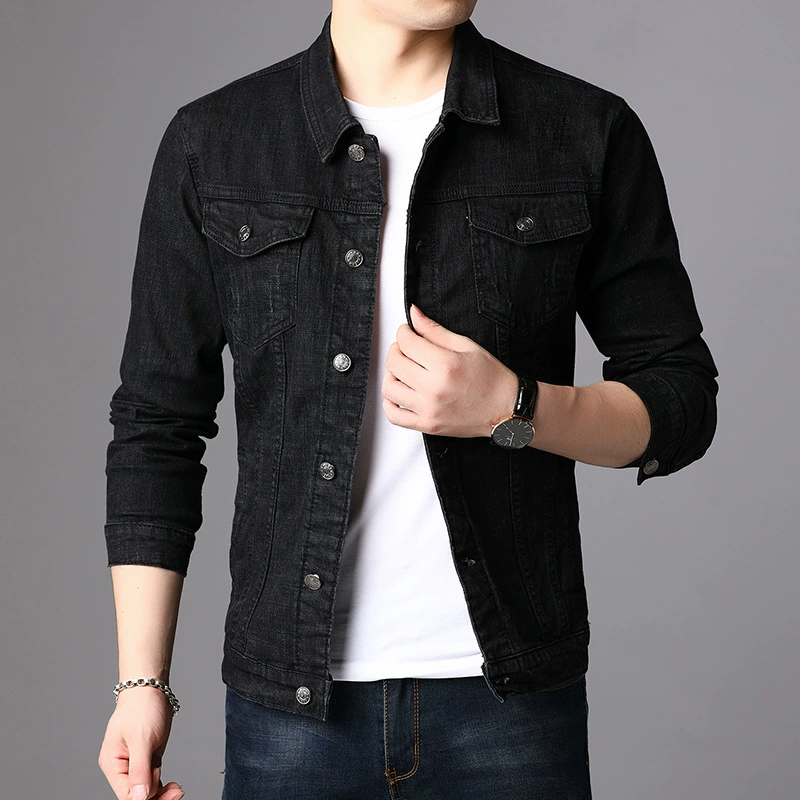Denim autumn jacket, base loose straight jeans