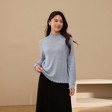 【半高领针织衫】纤莉秀大码女装减龄木耳边气质上衣胖mm秋装新款