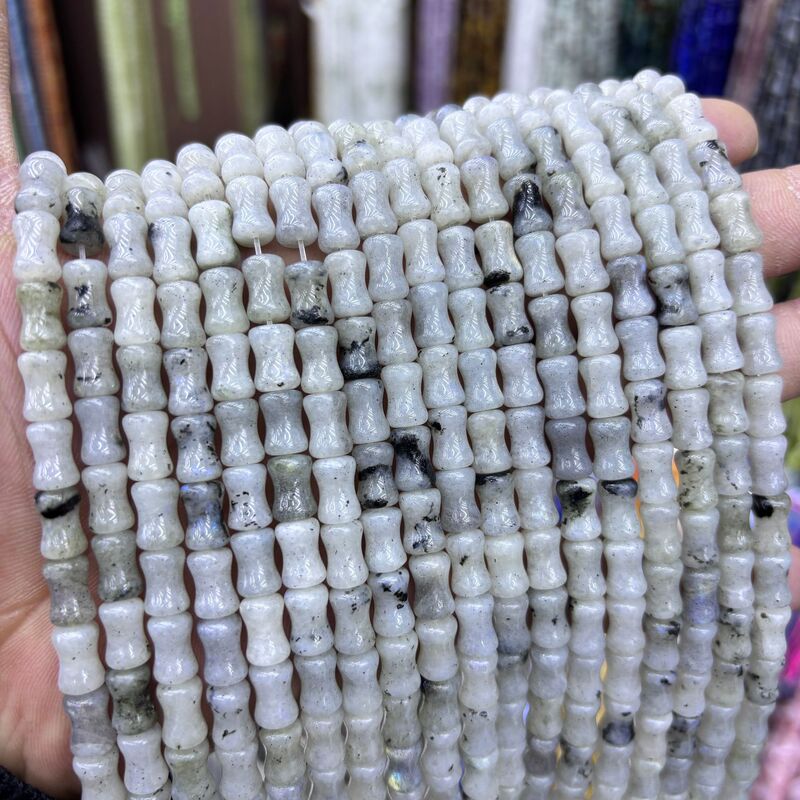 クロスボーダー人気6x10mm竹節珠天然石散珠半製品玉DIYアクセサリーブレスレットネックレス|undefined