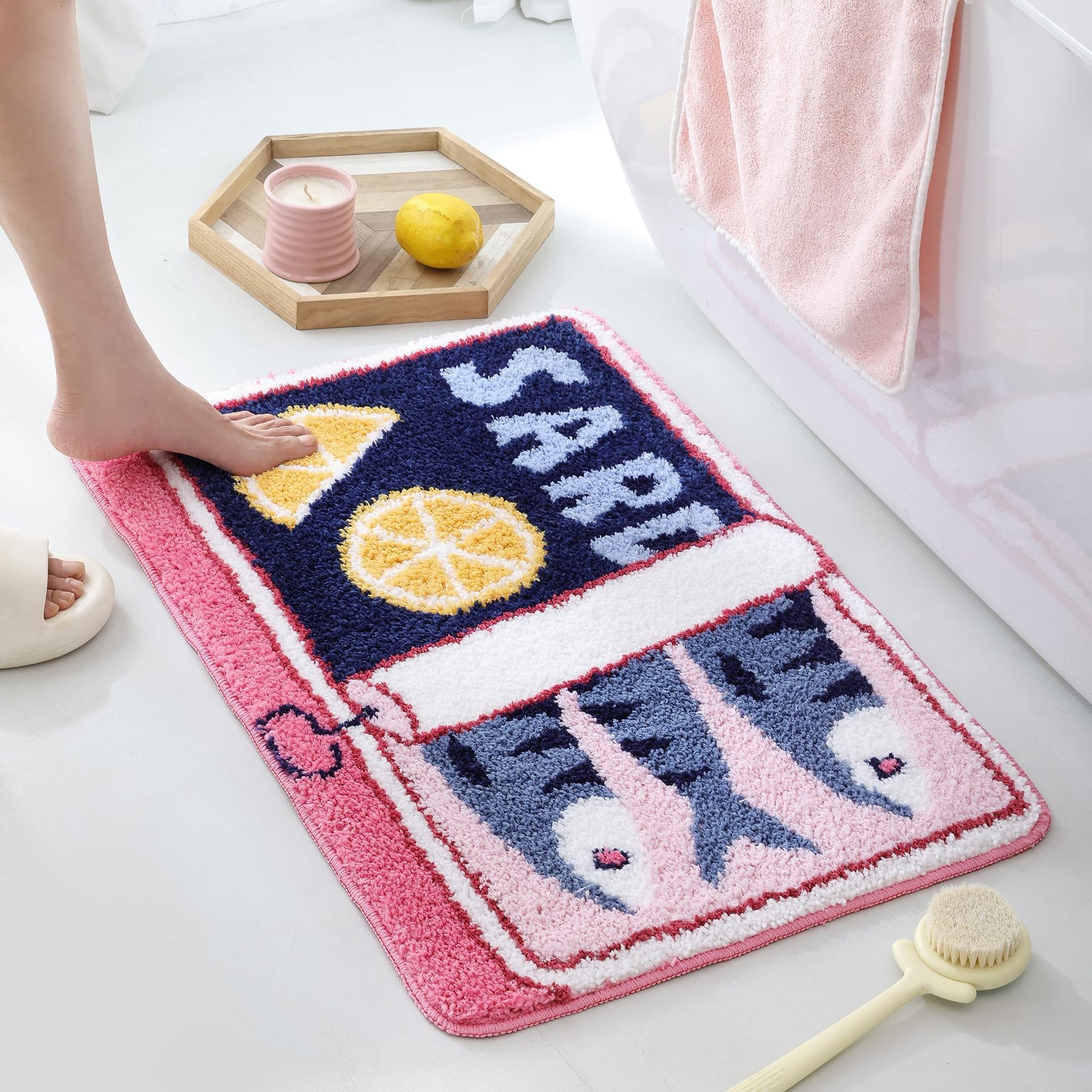 Absorbent Geometric Bathroom Mat Decorative Abstract Floor Rug_voghion.com