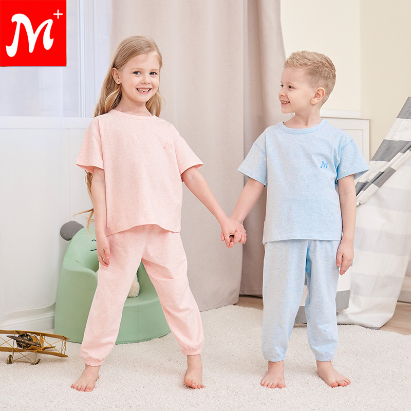 Children's Pajamas Summer Air-conditioning Suit Antibacterial Boys' Home Clothes Girls' Thin Casual Jacket Pants Wholesale