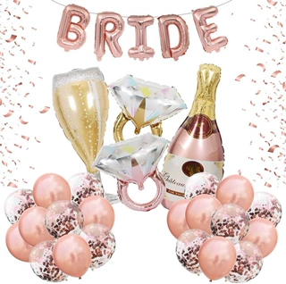 亚马逊婚礼新娘字母气球单身派对结婚布置套装bride 准新娘派对