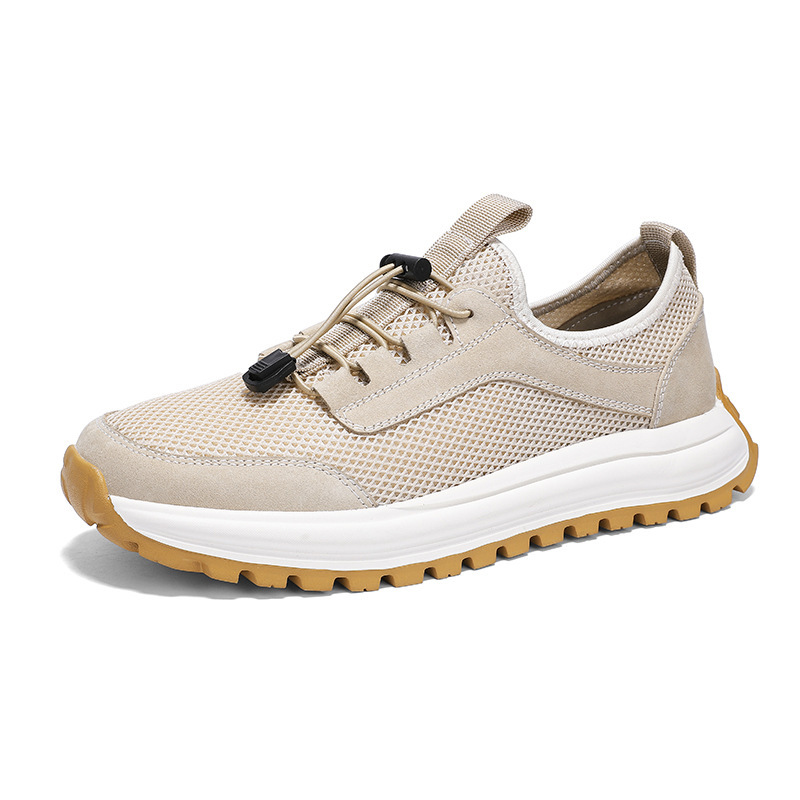 Trendy Casual Outdoor Men's Breathable Mesh Shoes Soft Sole Non-Slip Wear-Resistant Casual Men's Lace-Up Sports Casual Shoes