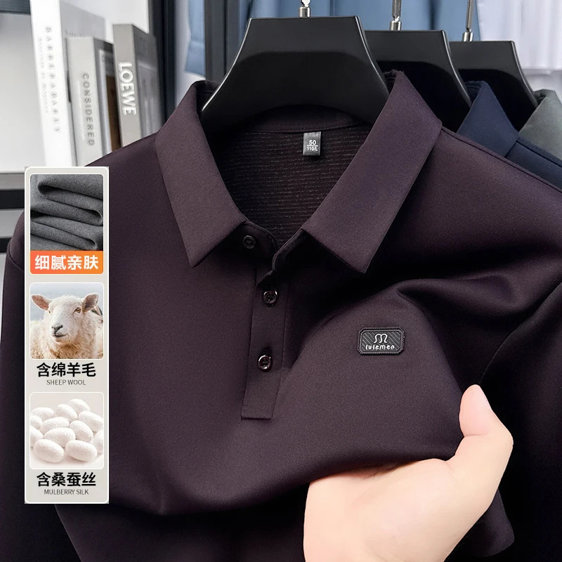 Live Broadcast Popular Long-Sleeved Men's T-Shirt 2025 Autum New Classy Business Casual Lapel Pressed Polo Shirt for Men