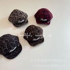 复古豹纹帽子宝宝字母秋冬新品软檐鸭舌帽