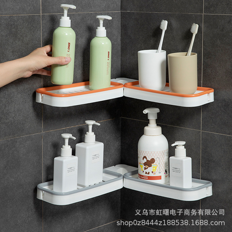 Foldable Corner Bathroom Wall Storage Rack Punch-Free Wall-Mounted Bathroom Rack Faucet Drain Rack