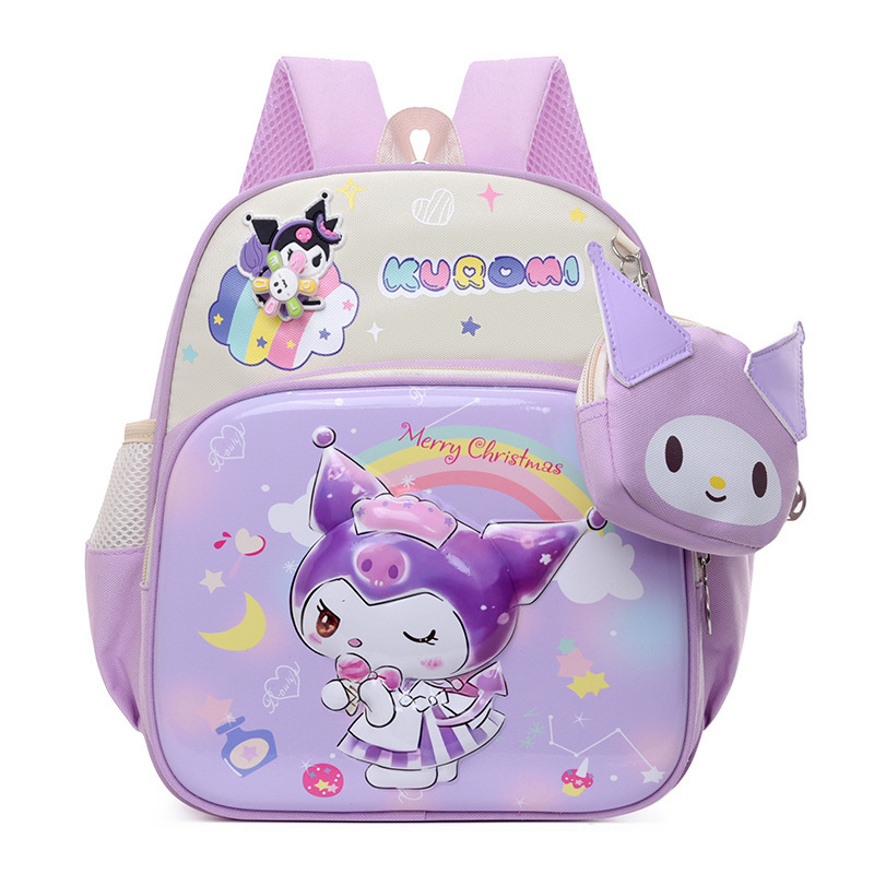 Mochila infantil de dibujos animados de Kuromi para niños y niñas de jardín de infantes, linda, ligera y pequeña mochila escolar para niños y niñas.