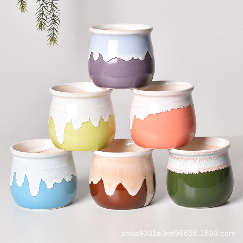 Maceta de cerámica de carne Creativo Mini Macarons Combinación Planta Orquídea Decoración de escritorio Maceta Transfronteriza Amazon al por mayor