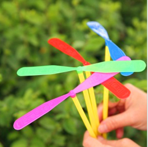 Non-luminous Bamboo Dragonfly Hand Rubbed Double Flying Leaves Plastic Flying Fairy Flying Disc Toys Classic Nostalgic Toys Wholesale