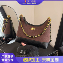 2025新款小香风菱格链条女包包时尚拼接单肩包质感洋气斜挎女士包