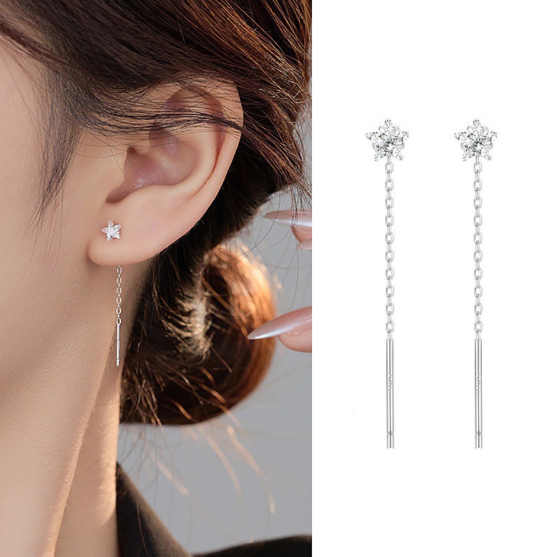 El amor en forma de corazón de diamantes romántico cuadrado aretes de diamantes redondos temperamento coreano femenino ligero de lujo corazón de melocotón zircón aretes de regalo