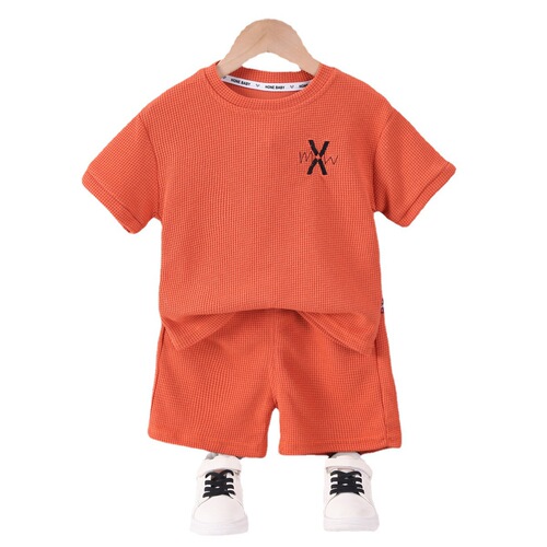 New summer clothing for children and middle-aged children, boys' casual short-sleeved shorts, children's round neck T-shirts, children's clothing two-piece wholesale