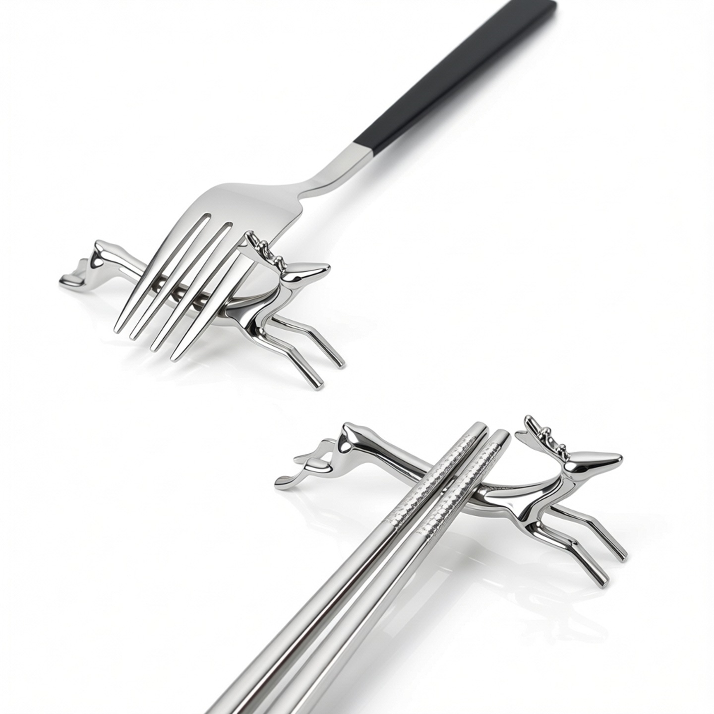 Portapalillos metálico lindo, diseño de perro y ciervo japonés, para vajilla palillos cuchillo y tenedor, ideal para hotel y hogar