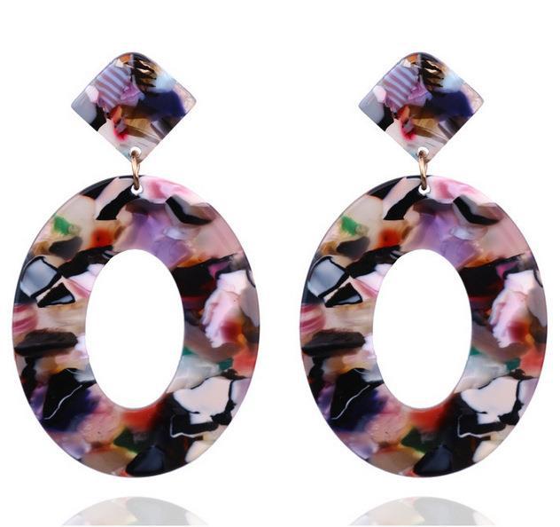 1 Pair Elegant Streetwear Oval Acetic Acid Sheets Drop Earrings display picture 3