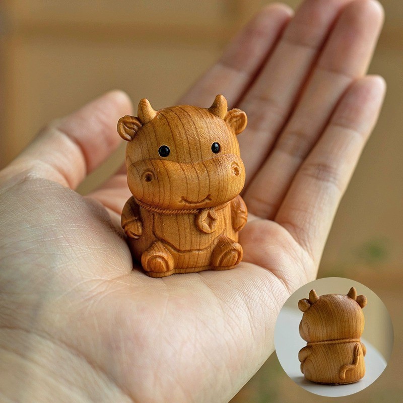 崖柏木十二生肖木雕刻守护鼠牛虎兔龙蛇鸡狗猪手把件摆件桌面|undefined