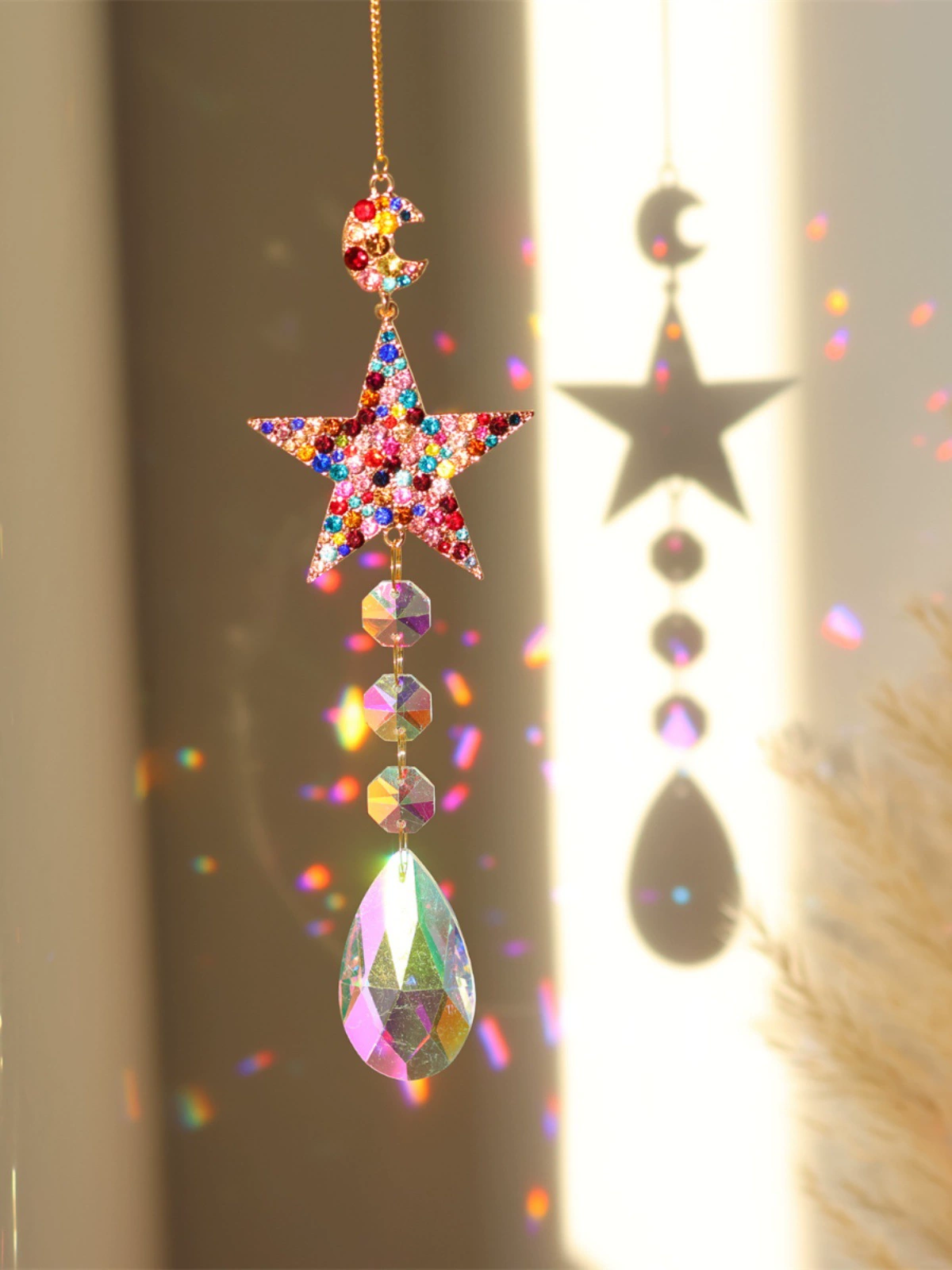 Dream Catcher Sunshine Catcher Pendant Crystal Crystal Lights and Sharing Rainbow Drotting Wind Bell Accessories Children's Room Decoration Gifts