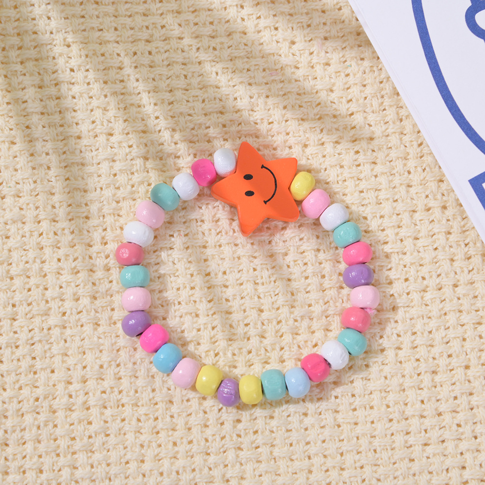 Cartoon Style Heart Shape Wood Kidu0027S Bracelets 12 Pieces