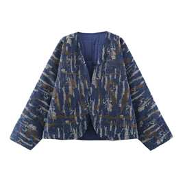 TAOP&ZA秋冬新款女装休闲时尚串珠饰和服式外衣牛仔棉服外套