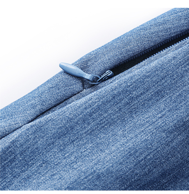 Váy liền denim sơ mi kiểu Pháp thắt eo thanh lịch — Màu xanh lam nhạt chi tiết 21