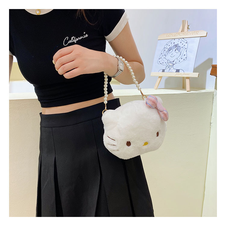 2022 New plush doll, cute Maneki Neko crossbody bag for girls, children's cartoon parent-child women's bag undefined