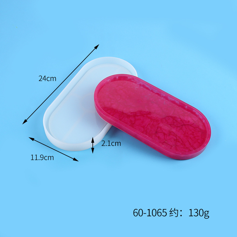DIY cristal epoxi molde oval Mesa titular montaña silicona resina haciendo espejo bandeja molde