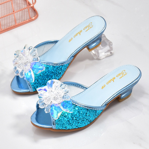 Children's 3 Slip-on Shoes 2024 New Model 4 Soft Heel High Heels Korean Style 5 Children's Crystal Shoes 6 Toe-Show Sandals