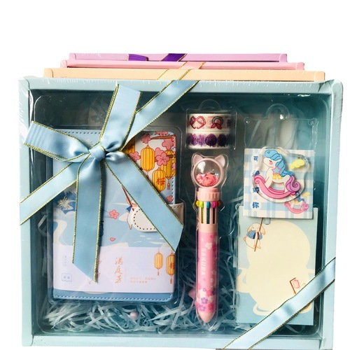 Leather-covered hand ledger for primary and secondary school students A5 diary set stationery gift box Recommended birthday and graduation gift notepad