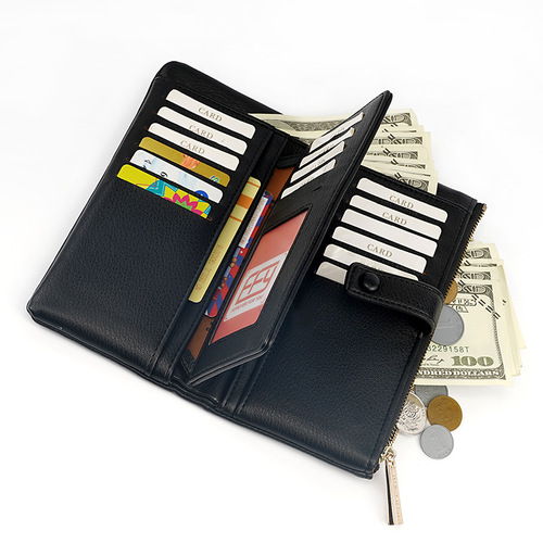Cross-border new simple style trendy women's mid-length wallet solid color retro multi-card slot multi-function wallet bag for women