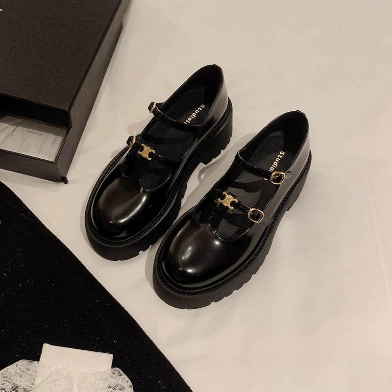 В наличии~Туфли в стиле Grape Mom's Boston Lovers~Туфли Mary Jane на толстой подошве с Т-образным ремешком и декором «Арка триумфальная» для женщин