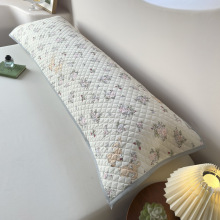 春夏季新款凉感丝家用床上用品双人情侣枕头巾简约清新绑带长枕巾