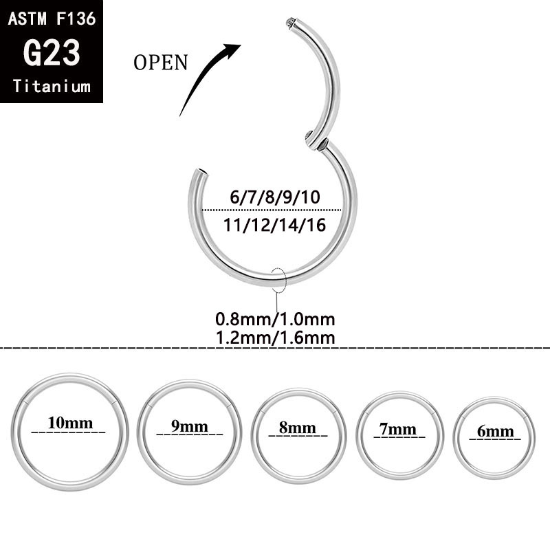 G23 Titanium Seamless Closed Ring Nose Hoop - 16G 1.6mm Black Cartilage Earring Body Piercing Jewelry detail image 7