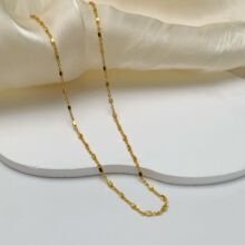 真金24K真空电镀强保色新中式竹节方块项链裸链精致百搭简约款女