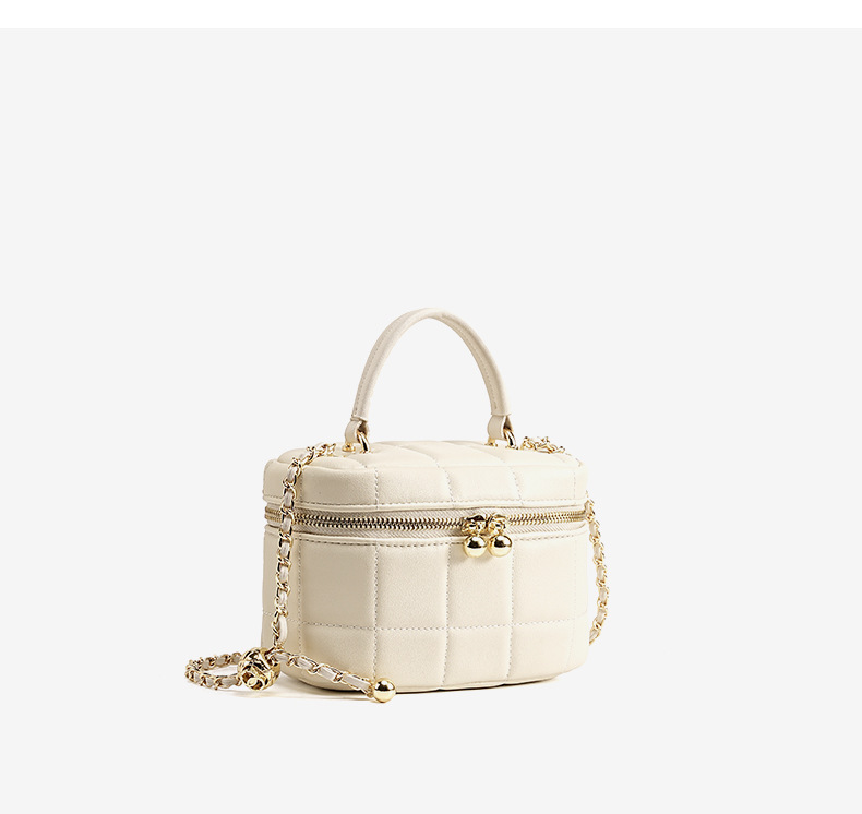 Elegante borsa a scatola in pelle trapuntata con tracolla a catena - Versatile borsa a tracolla e a spalla per donna_voghion.com