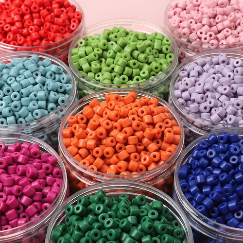 6mm acrylic solid color small cylindrical cream beads loose beads DIY handmade beaded mobile phone chain bracelet jewelry accessories