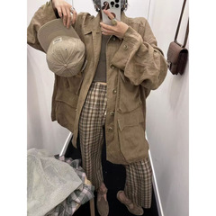 亚麻工装外套禅意秋季新款宽松慵懒风翻领风衣禅修