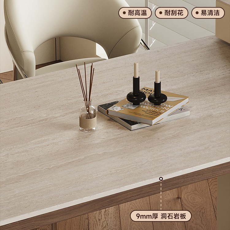 Plataforma de isla de losa de roca plana de estilo francés más mesa de comedor para un hogar pequeño apartamento retráctil cocina Acrílico de madera maciza caída